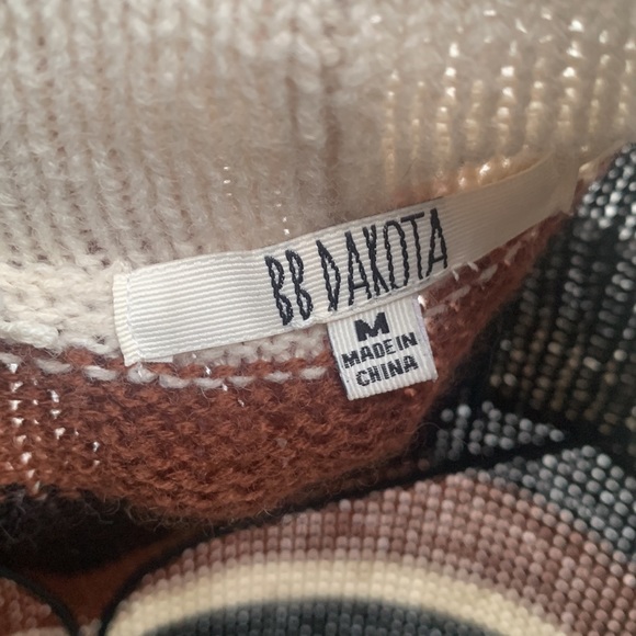 BB Dakota Aztec Santa Fe Wool Blend Open Front Sweater Cardigan - Picture 4 of 9